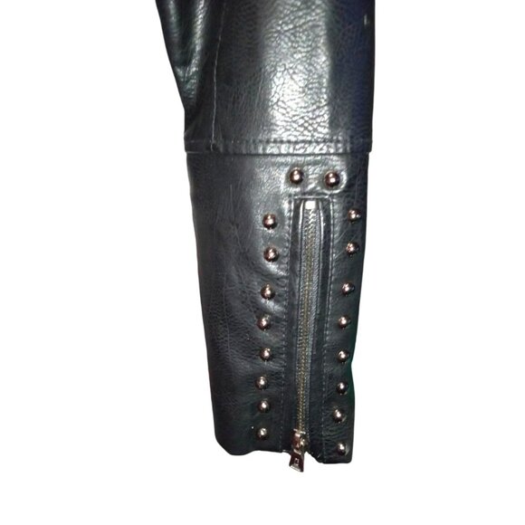 VINTAGE Women's Leather Motorcycle Jacket Med Black Floral Embroidered Zip-Up - Picture 6 of 10